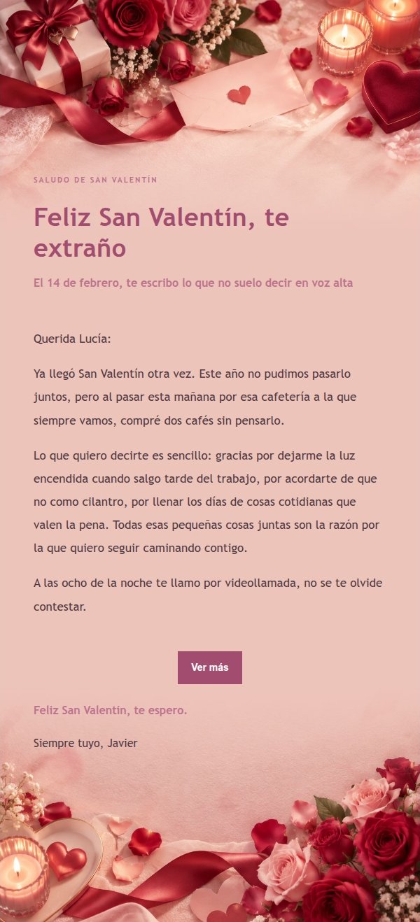 Carta de San Valentín Luz Suave