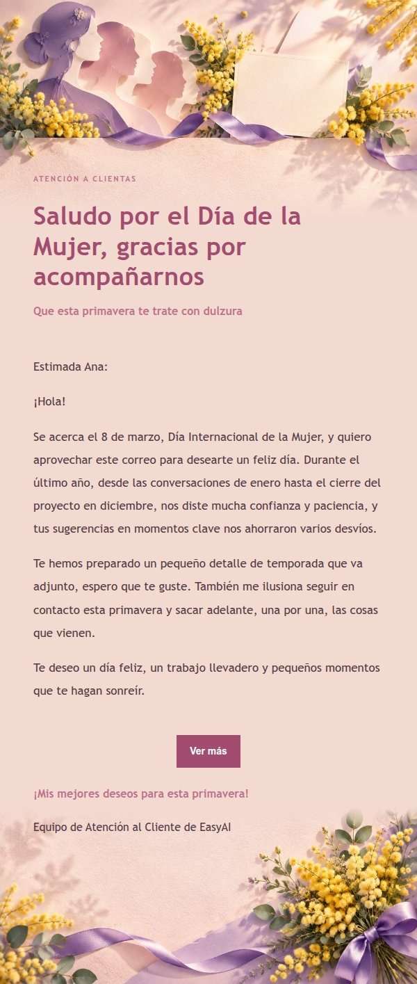 Correo de Felicitación por el Día de la Mujer en Tonos Suaves 2