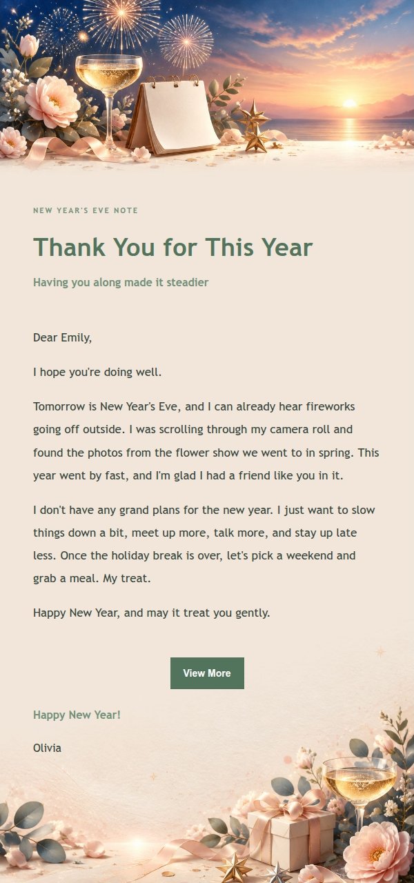 Garden Green New Year Greeting Email 2