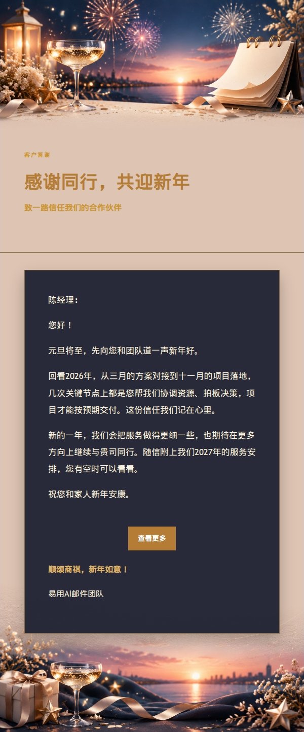 夜色华灯新年祝福邮件 2