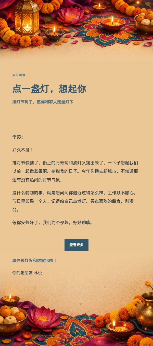 墨色雅致排灯节祝福邮件 2