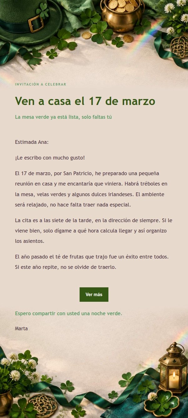 Carta de San Patricio en Tonos Suaves 2