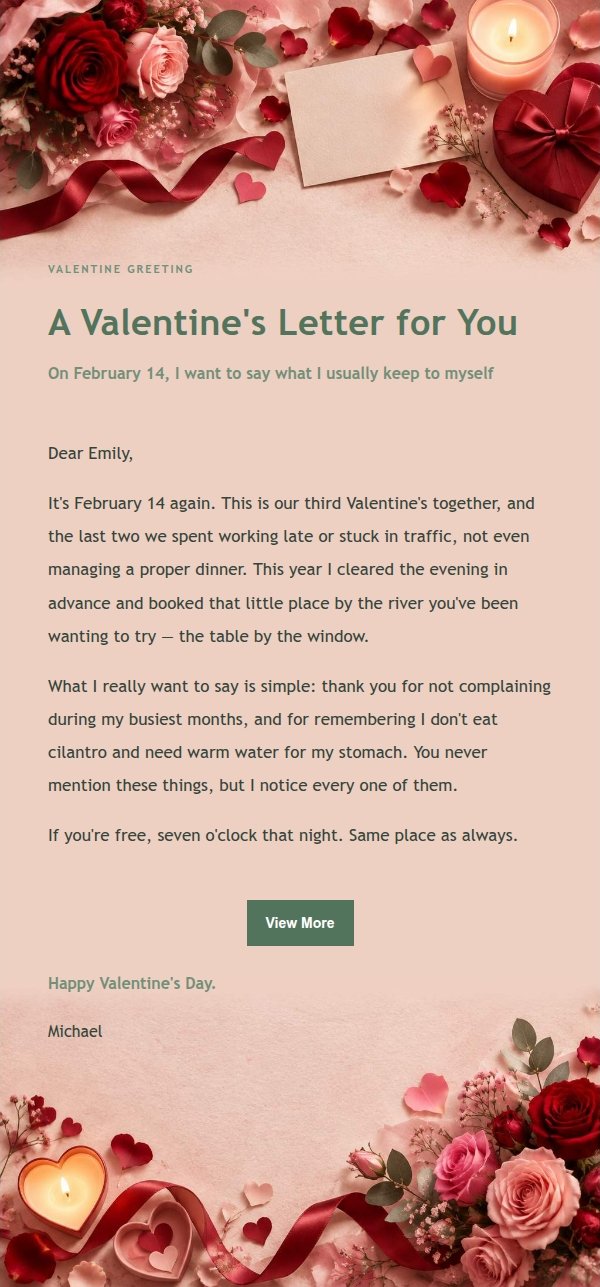 Garden Romance Valentine's Letter