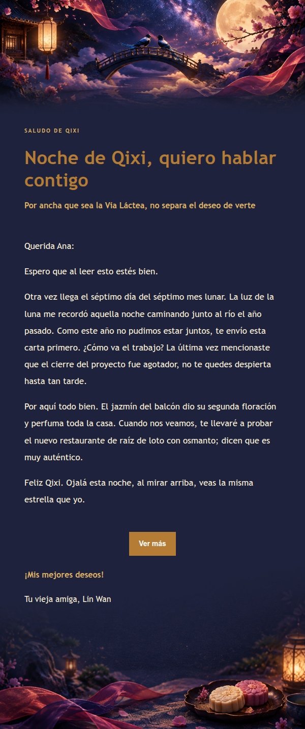 Carta de Bendiciones de Qixi Noche Iluminada