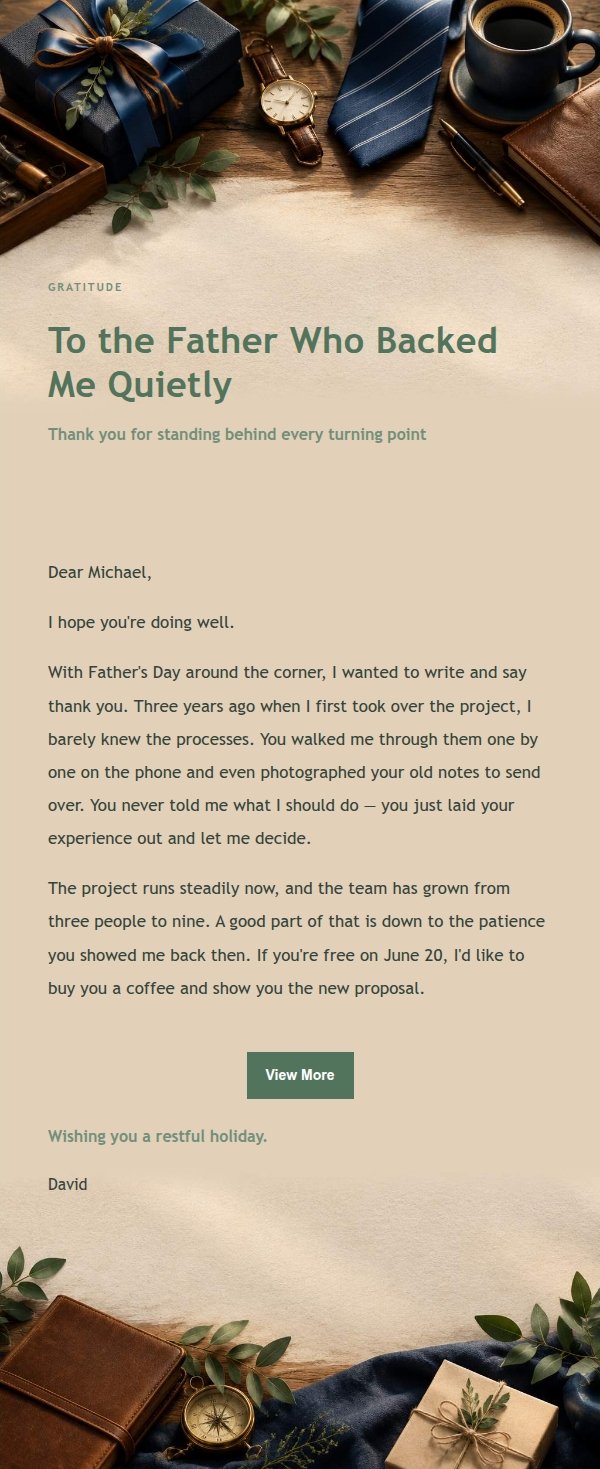 Garden Green Father's Day Letter 2