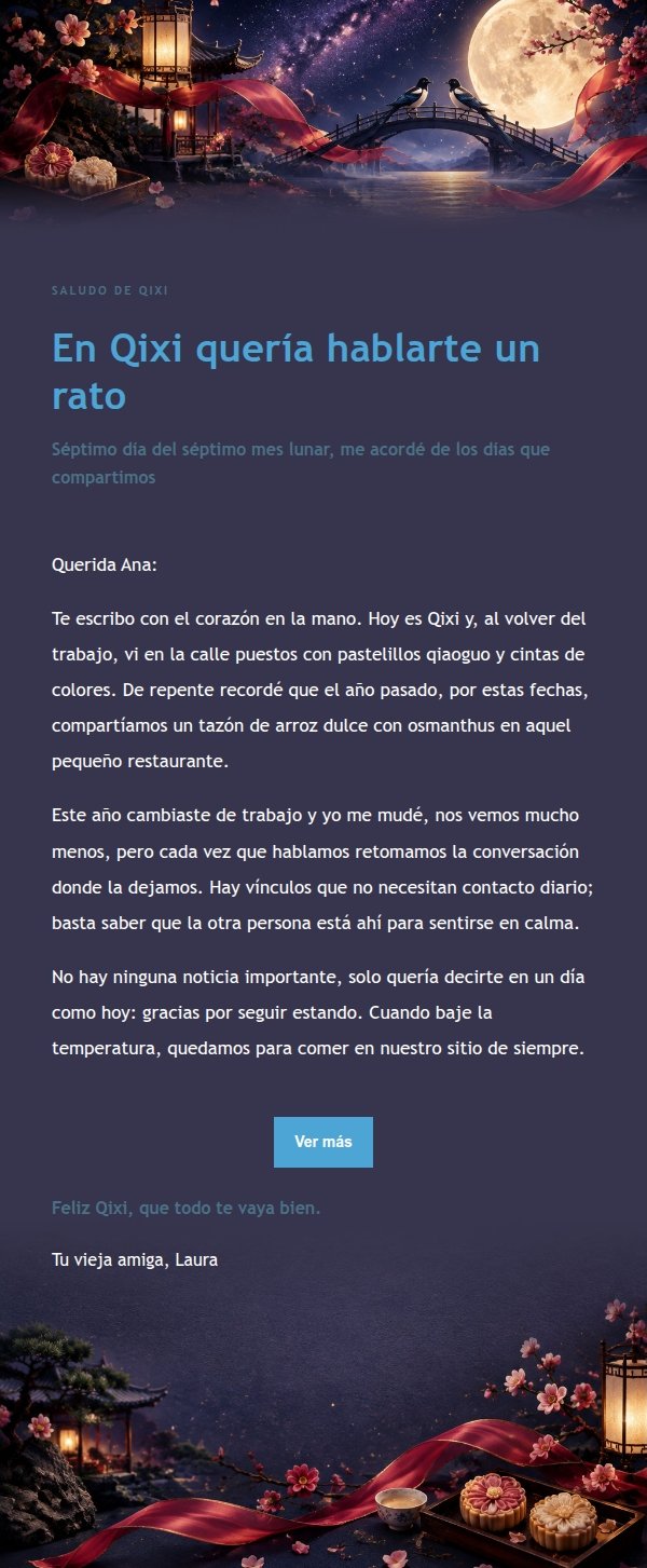 Carta de Bendiciones Qixi en Tinta Elegante