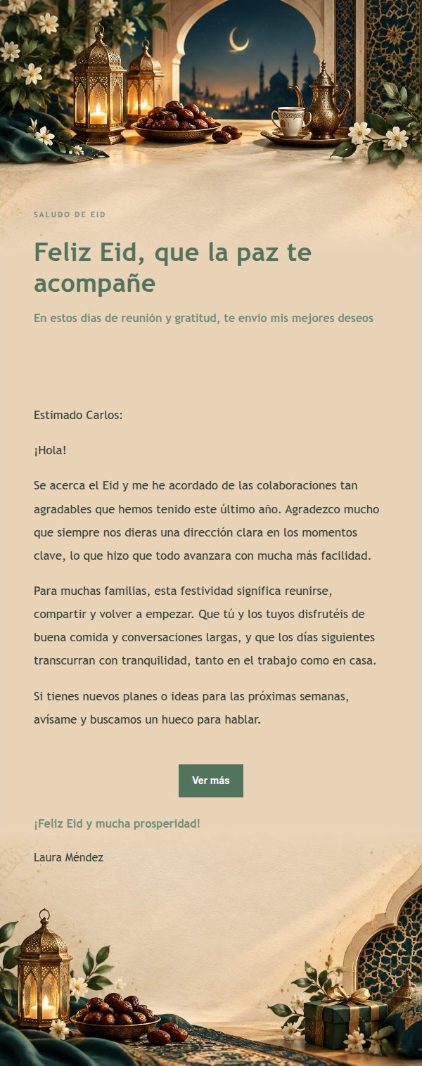 Felicitación de Eid con Jardín Verde