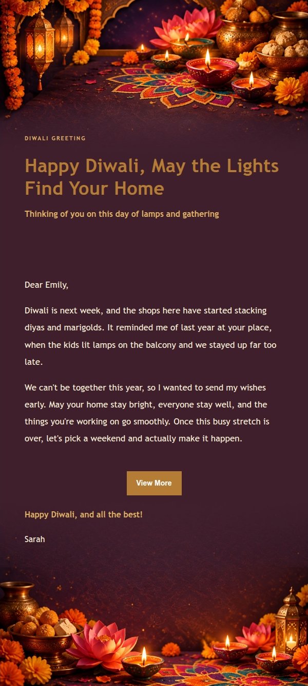 Diwali Night Glow Greeting Email