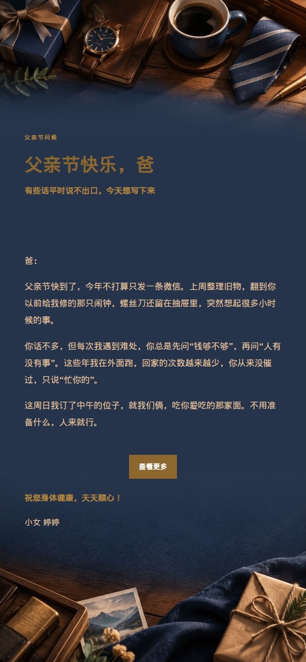 鎏金庆典父亲节祝福信
