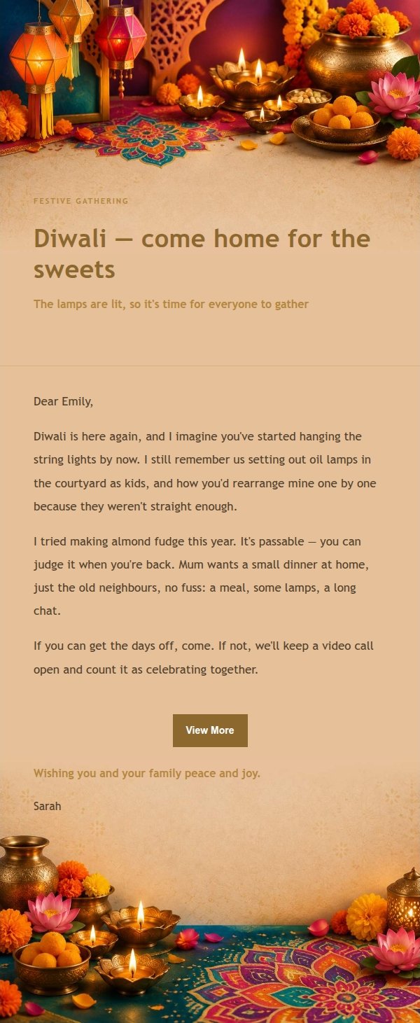 Gilded Diwali Celebration Greeting Email 2