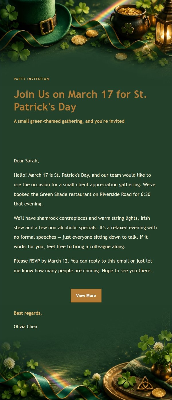 St. Patrick's Night Emerald Greeting 2