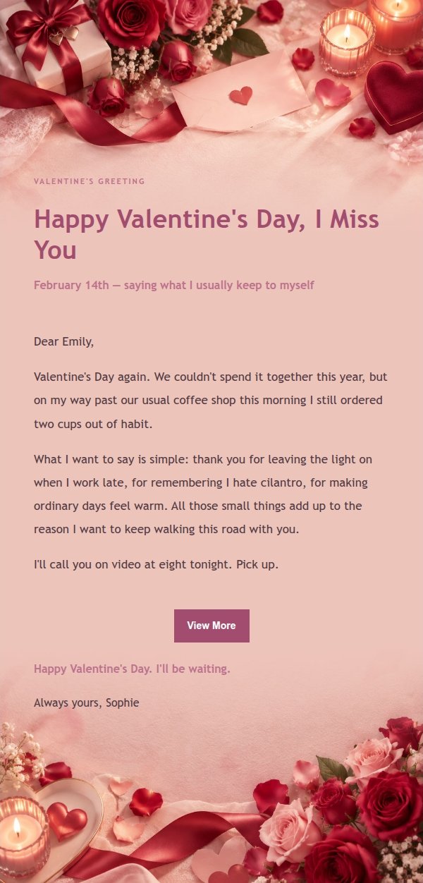 Soft Blush Valentine's Greeting Email