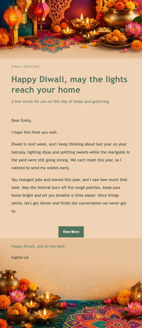 Garden Diwali Blessing Email