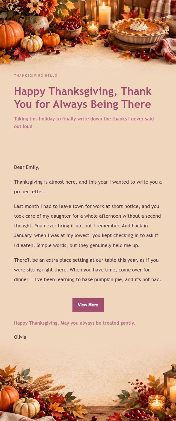 Soft Glow Thanksgiving Letter