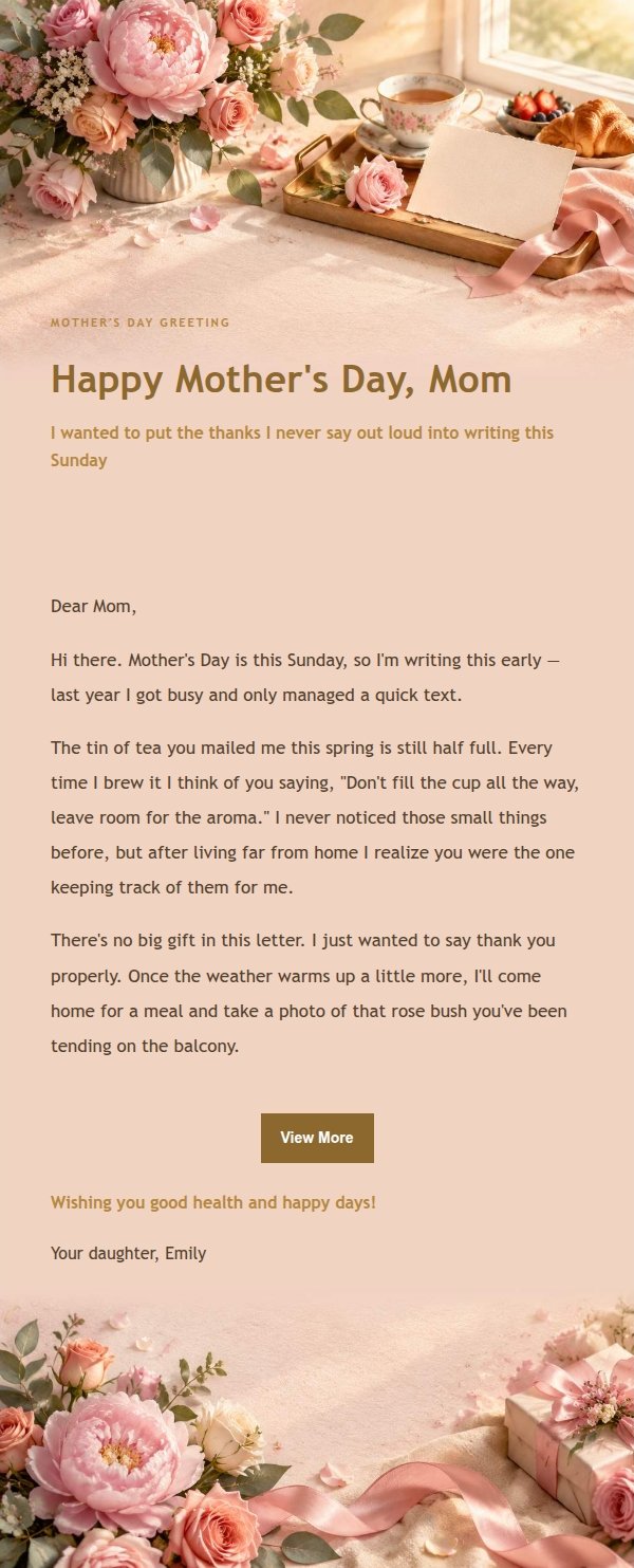 Gilded Mother's Day Keepsake Email