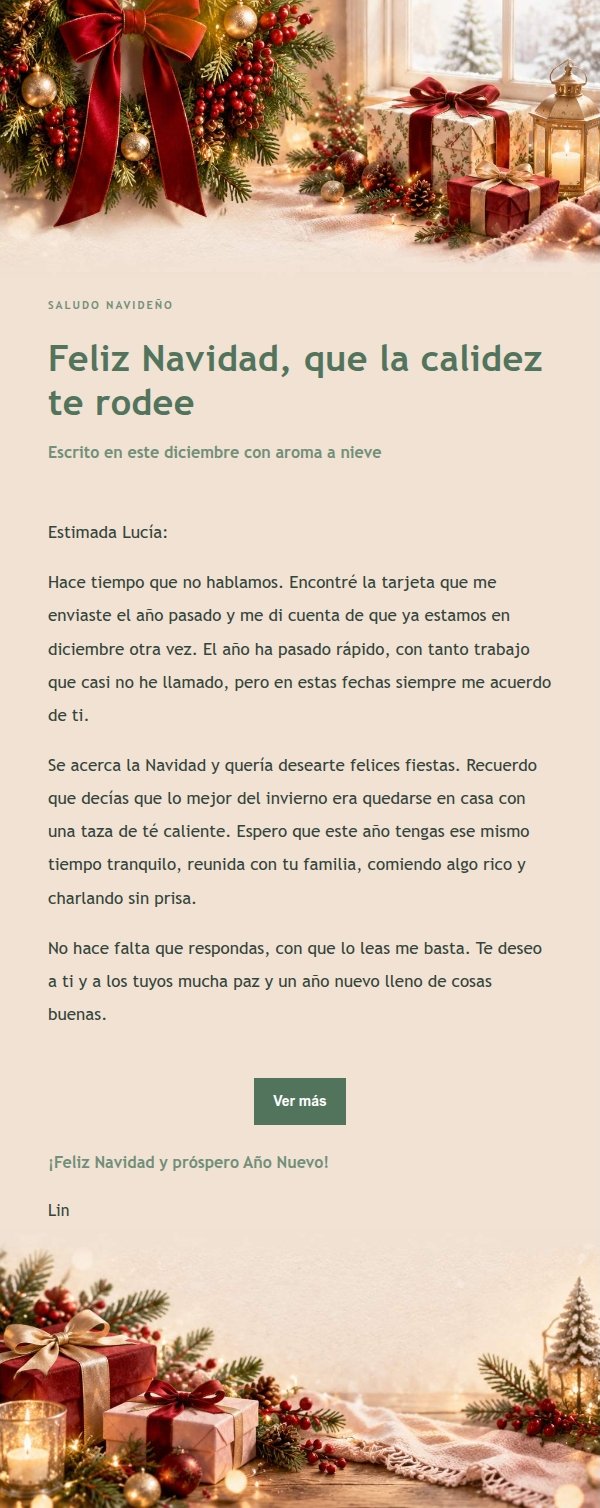 Carta Navideña Jardín Verde