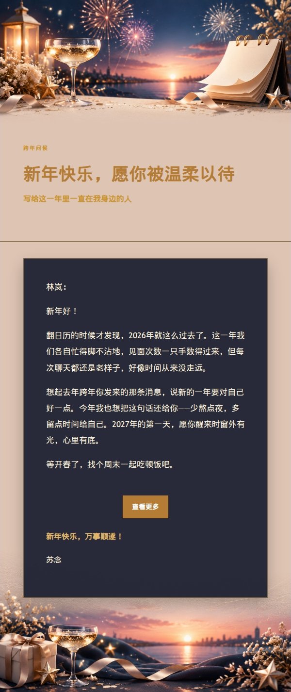 夜色华灯新年祝福邮件