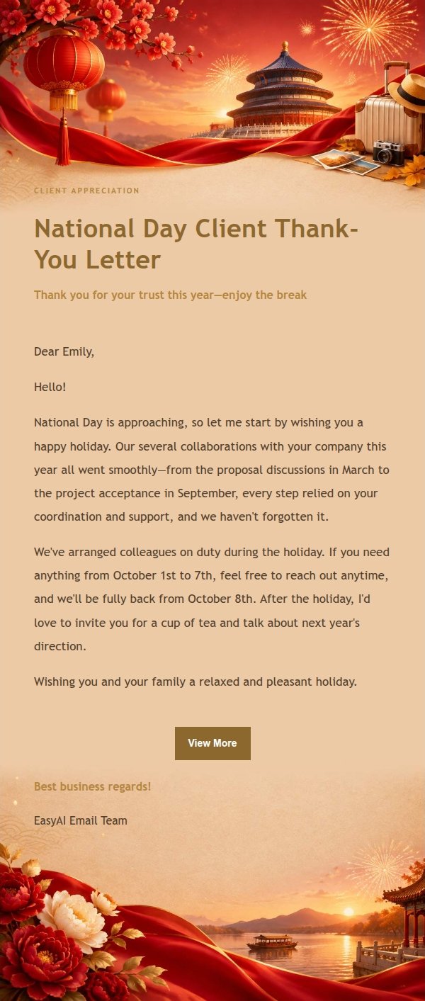 Gilded Celebration National Day Greeting Email 2