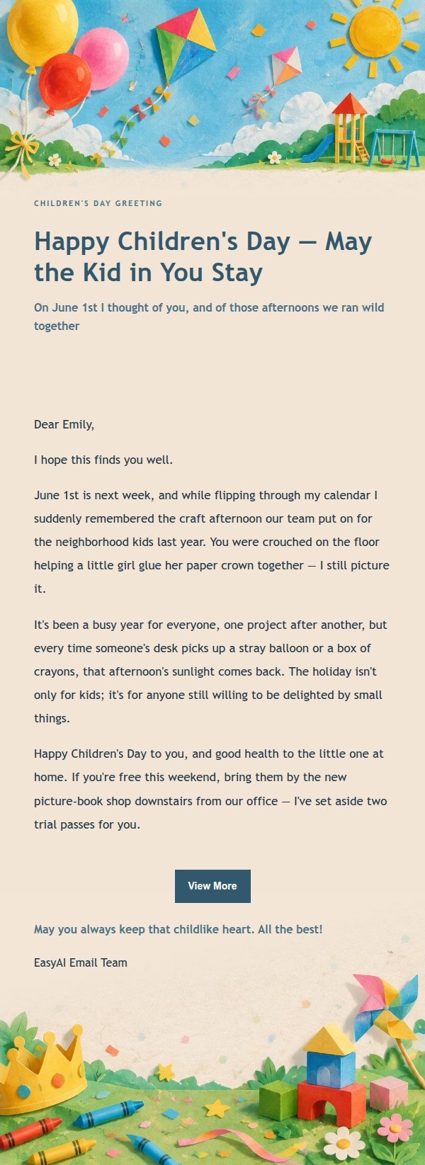 Ink-Toned Children's Day Greeting Email