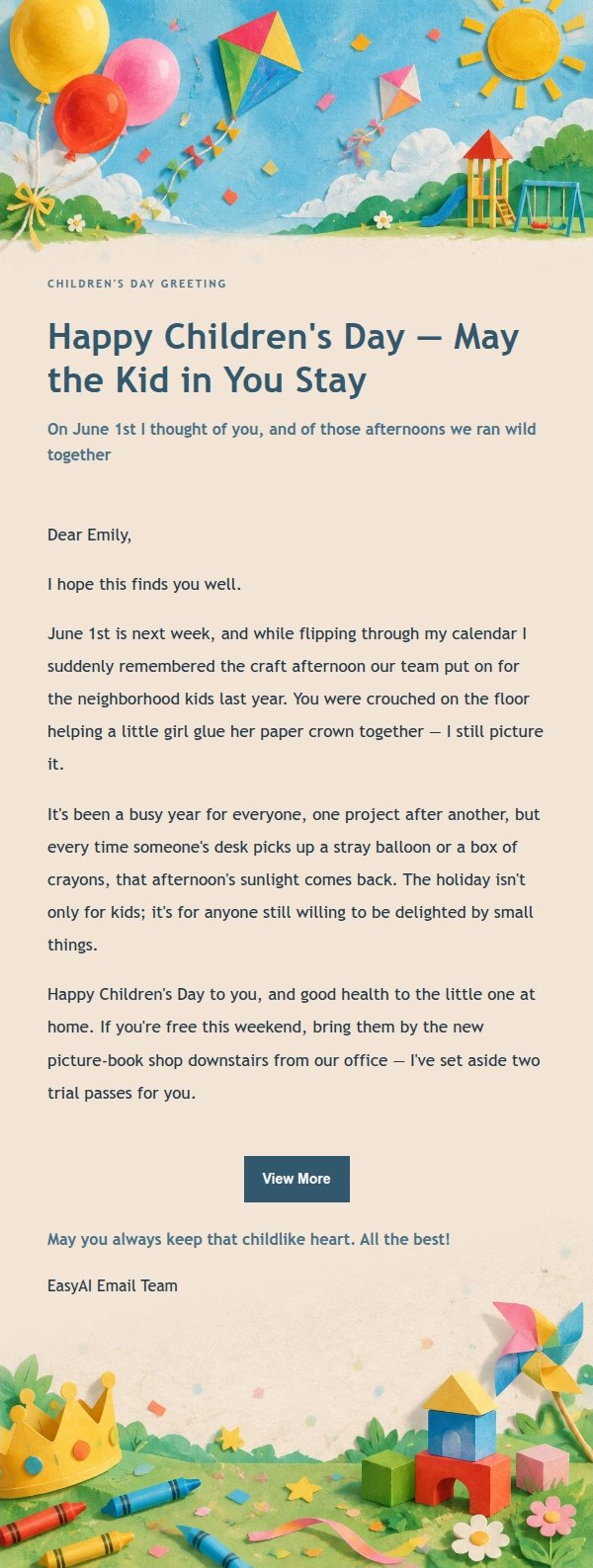 Ink-Toned Children's Day Greeting Email
