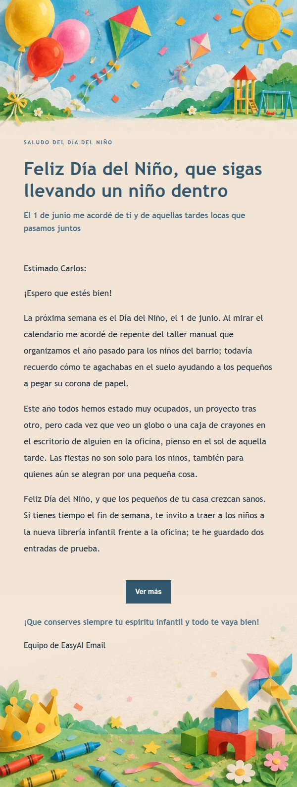 Carta Elegante de Felicitación por el Día del Niño