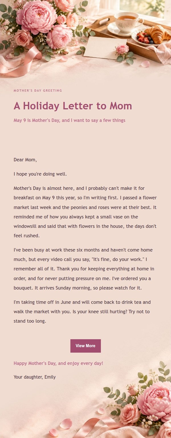 Soft Blush Mother's Day Letter