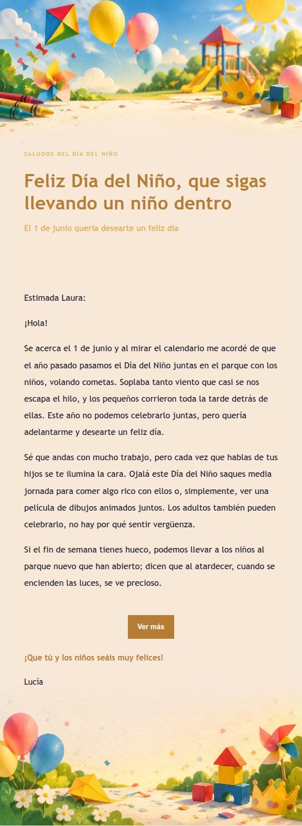 Carta de Feliz Día del Niño con Luces Nocturnas