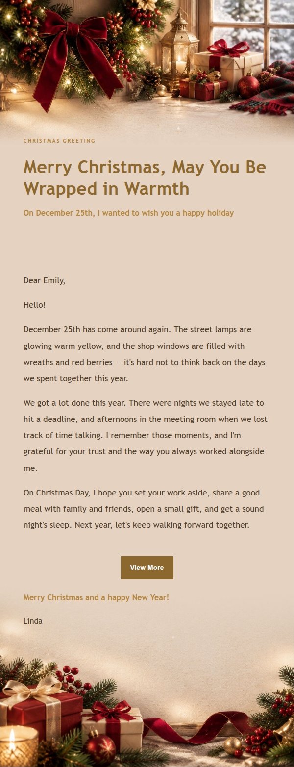 Gilded Christmas Greeting Letter