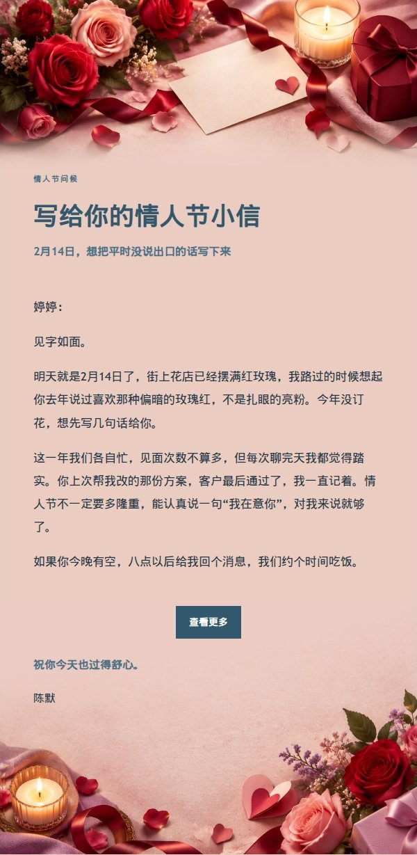 墨色雅致情人节祝福信