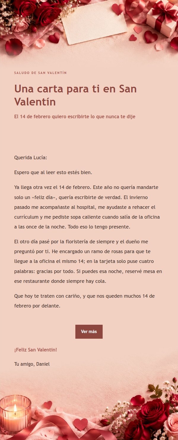 Carta de San Valentín Estilo Editorial