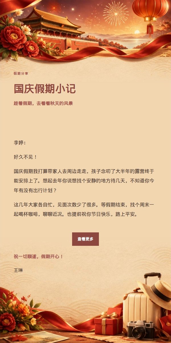 编辑美学国庆祝福邮件 2