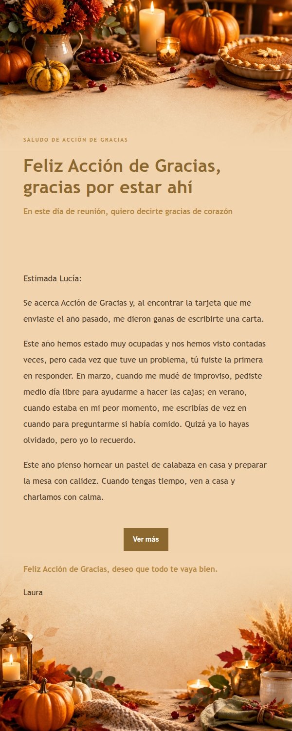 Correo de Agradecimiento de Acción de Gracias Dorado