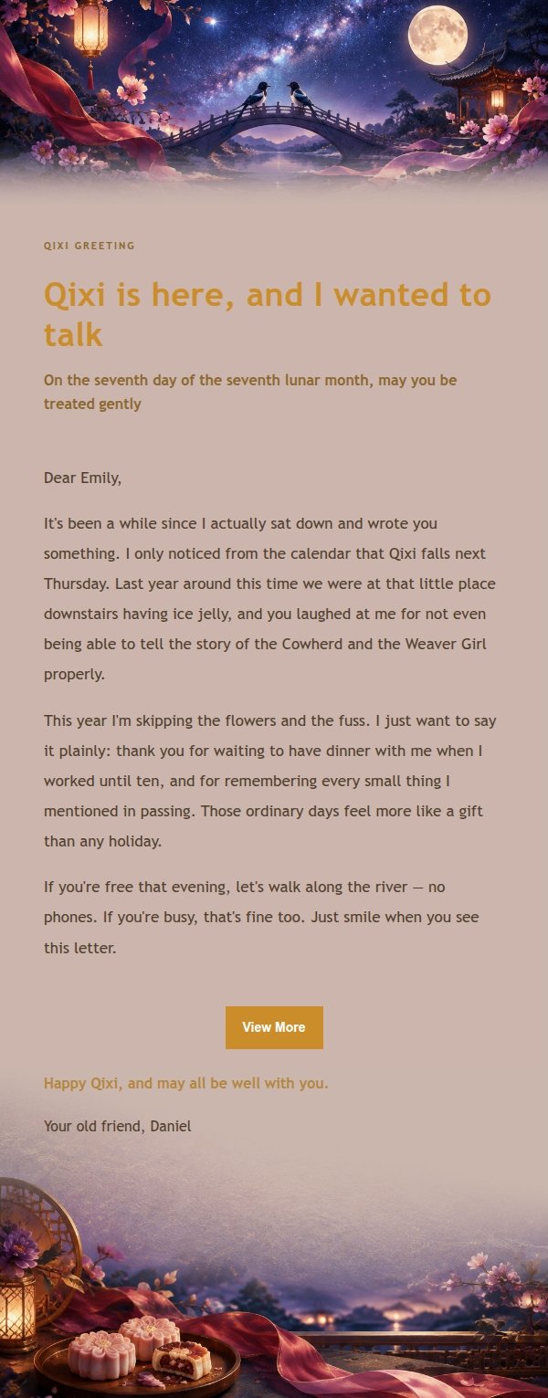 Gilded Qixi Blessing Letter