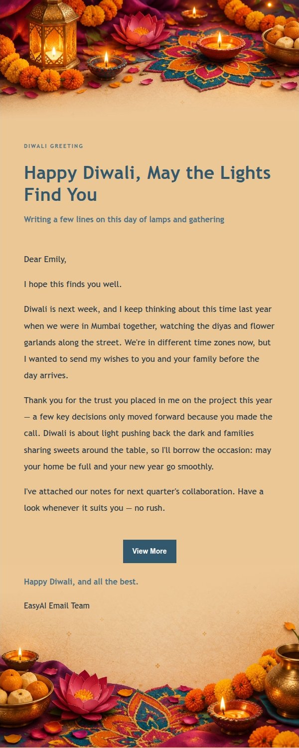 Ink-Toned Elegant Diwali Greeting Email