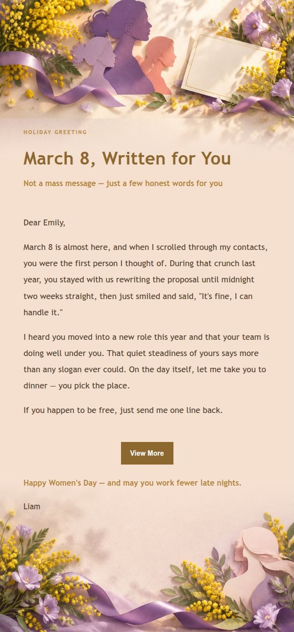 Gilded Celebration Women's Day Letter