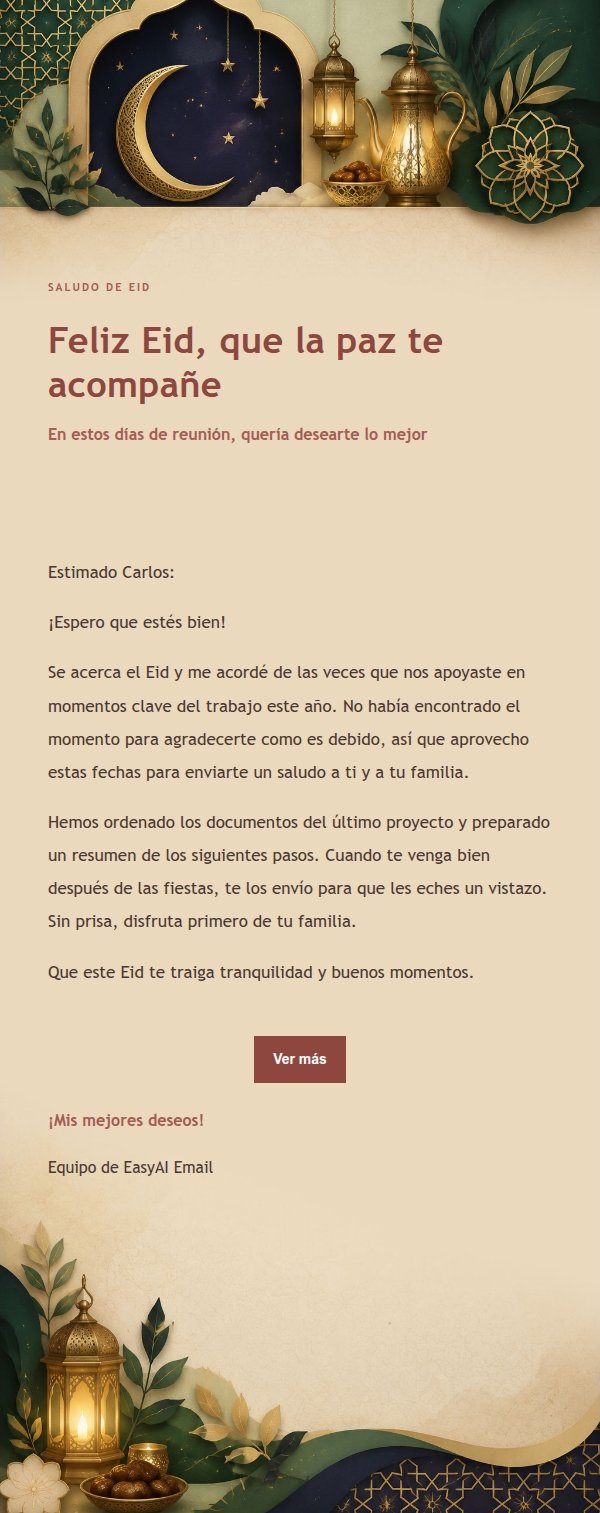 Correo de Felicitación de Eid con Estética Editorial