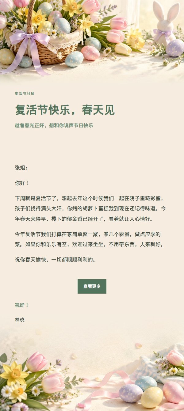 花园绿意复活节祝福邮件