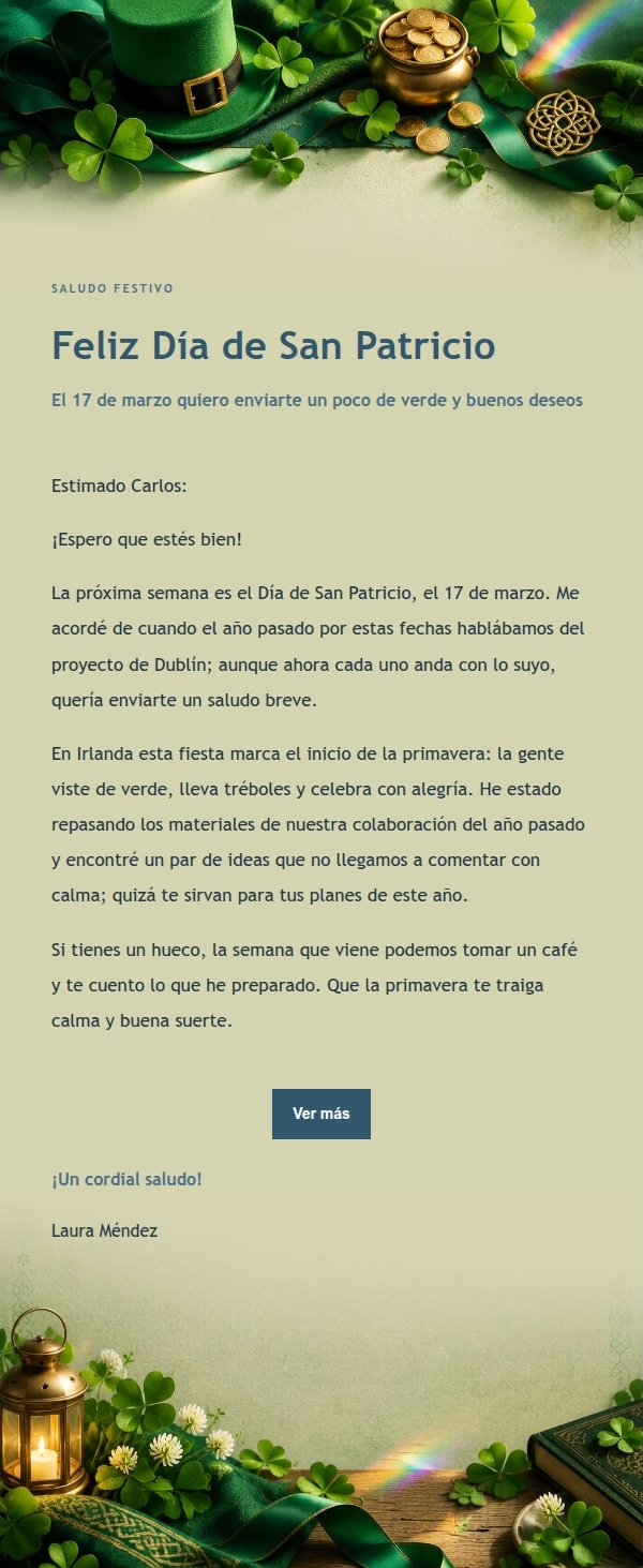 Carta Festiva de San Patricio con Estilo Tinta y Trébol