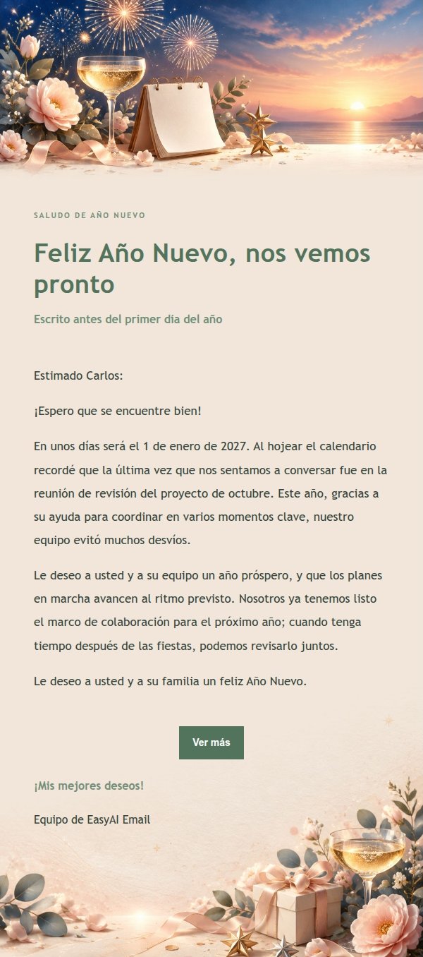 Correo de Felicitación de Año Nuevo Jardín Verde