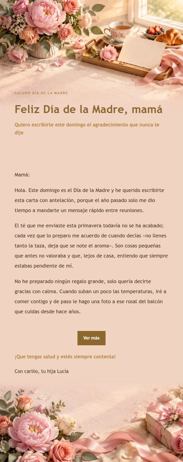 Correo de Felicitación Día de la Madre · Celebración Dorada