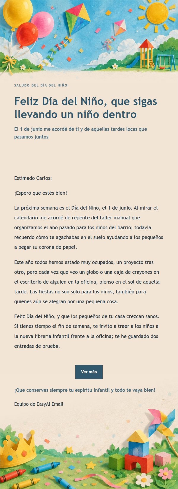 Carta Elegante de Felicitación por el Día del Niño