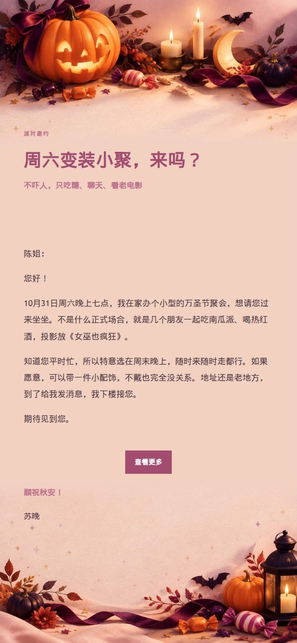 柔光浅调万圣节祝福信 2