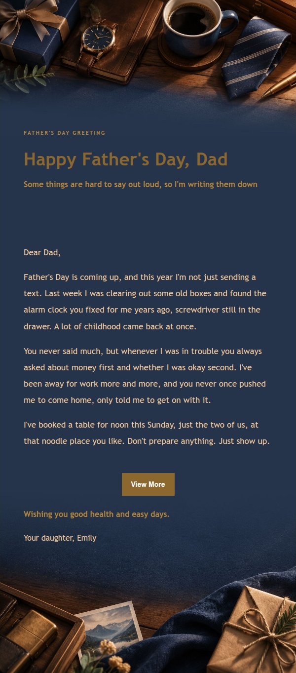 Gilded Father's Day Letter