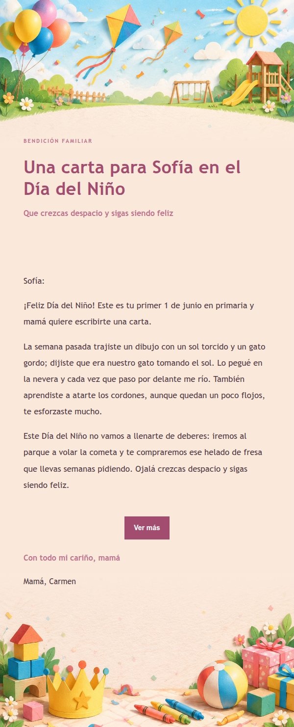 Carta de Feliz Día del Niño en Tonos Suaves 2