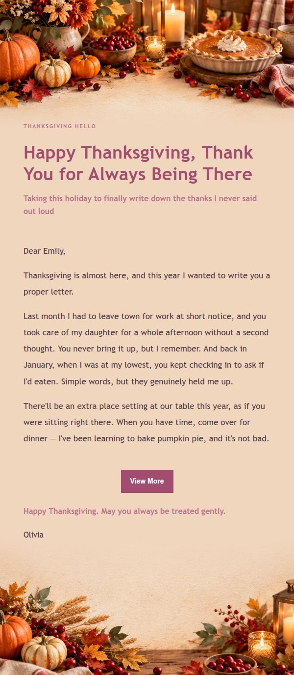 Soft Glow Thanksgiving Letter