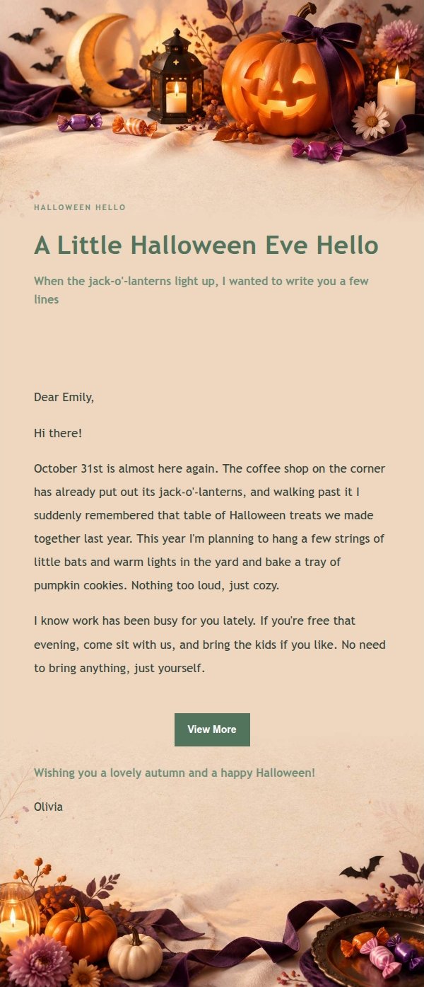 Garden Green Halloween Greeting Email