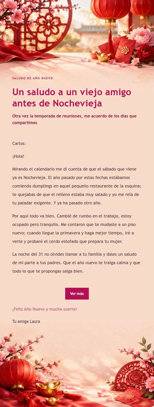 Correo de Felicitación de Año Nuevo Lunar en Tonos Suaves