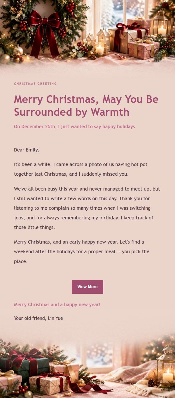 Soft Glow Christmas Greeting Letter