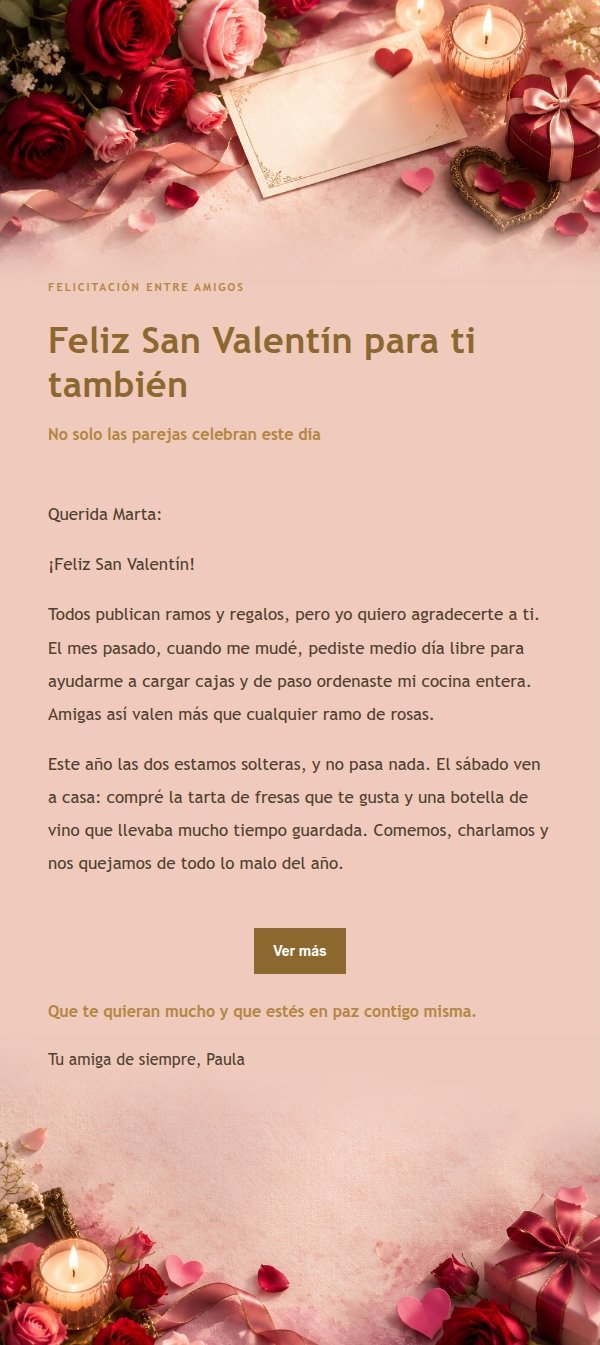 Carta de San Valentín con Brillo Dorado 2