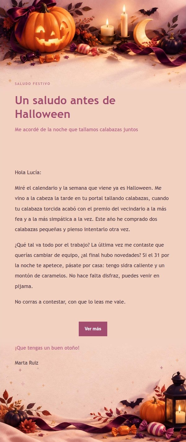Carta de Halloween en Tonos Suaves
